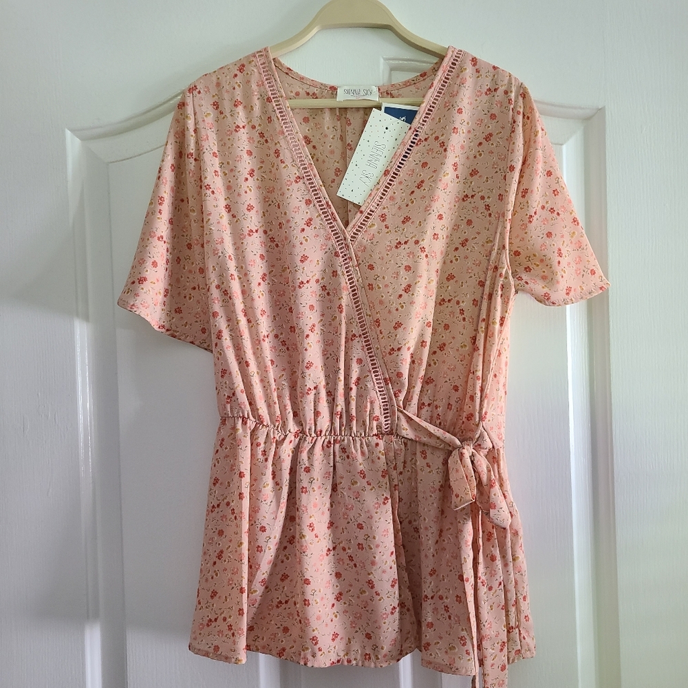 PINK Blouse side tie top
